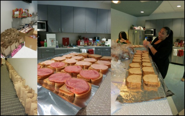 We made 200 bagged lunches for hungry children in the Atlanta area.