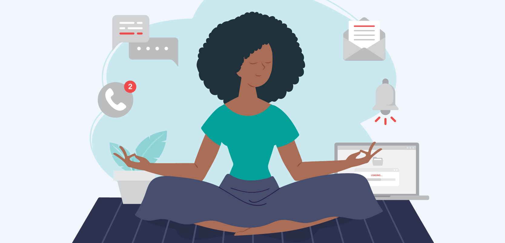 Woman sitting on yoga mat meditating